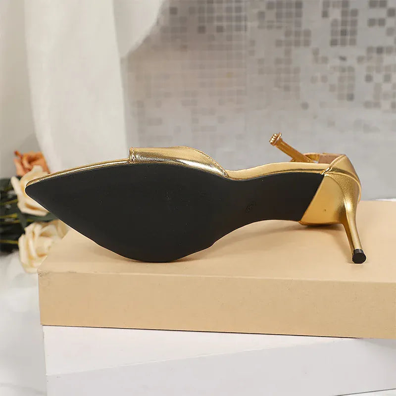 KissICON Plus Size Luxury High Heel Sandals Women Gold