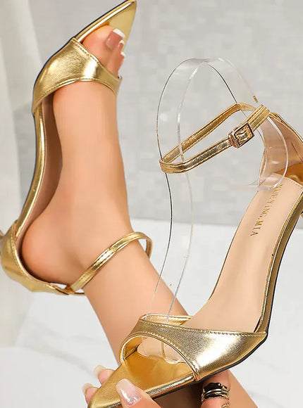 KissICON Plus Size Luxury High Heel Sandals Women Gold