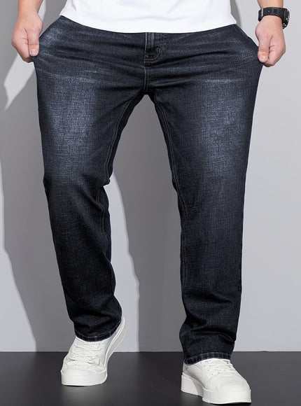 KissICON Plus Size Men'S Loose Comfortable High-Quality Men'S Jeans Business Style Men'S Trousers Stretch