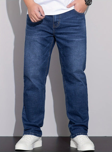 KissICON Plus Size Men'S Loose Comfortable High-Quality Men'S Jeans Business Style Men'S Trousers Stretch