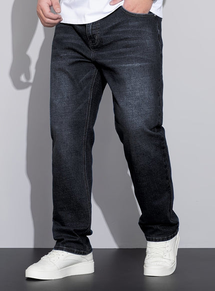 KissICON Plus Size Men'S Loose Comfortable High-Quality Men'S Jeans Business Style Men'S Trousers Stretch