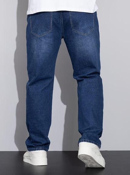 KissICON Plus Size Men'S Loose Comfortable High-Quality Men'S Jeans Business Style Men'S Trousers Stretch
