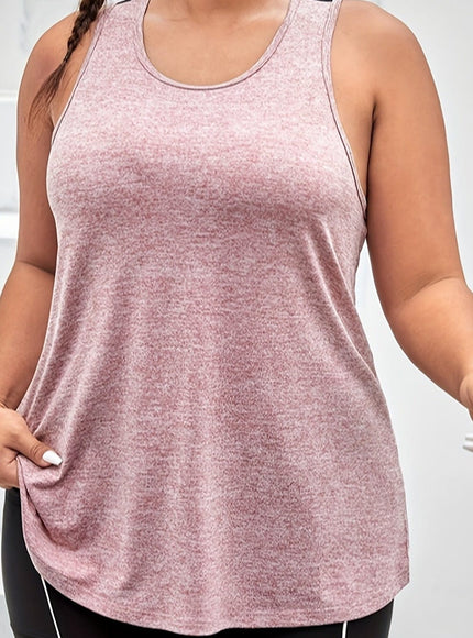 jkthpu-45 Plus Size Mesh Back Summer Sports Tank Top