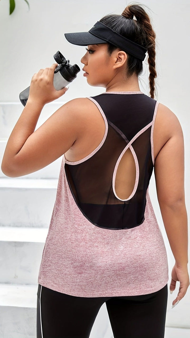 Plus Size Mesh Back Summer Sports Tank Top