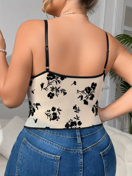 jkthpu-45 Plus Size, New Mesh Sheer Waist Cinched Fleece Steel Ring Fishbone Corset Sexy Plus Size Halter Top