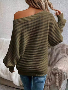 jkthpu-45 Plus Size Off-Shoulder Knit Sweater – Solid Colour Multi-Option