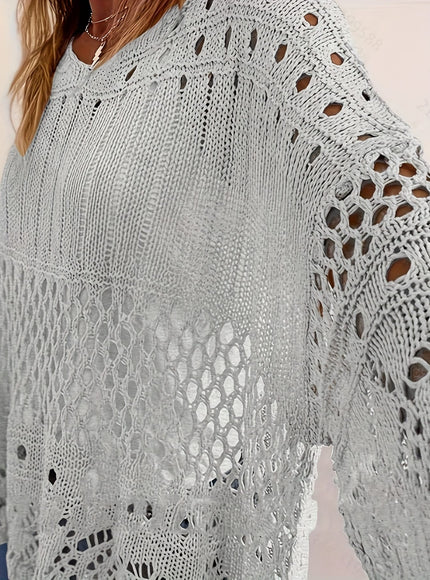 jkthpu-45 Plus Size, Oversized Knitwear Loose-Fitting 3/4 Sleeve Sun-Protective