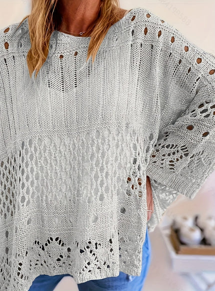 jkthpu-45 Plus Size, Oversized Knitwear Loose-Fitting 3/4 Sleeve Sun-Protective