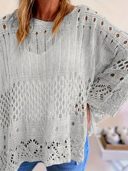 jkthpu-45 Plus Size, Oversized Knitwear Loose-Fitting 3/4 Sleeve Sun-Protective