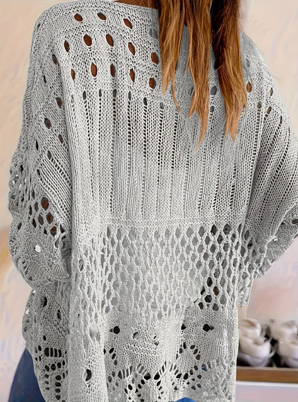 jkthpu-45 Plus Size, Oversized Knitwear Loose-Fitting 3/4 Sleeve Sun-Protective