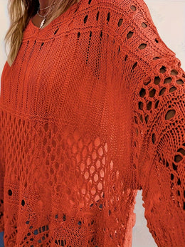 jkthpu-45 Plus Size, Oversized Knitwear Loose-Fitting 3/4 Sleeve Sun-Protective
