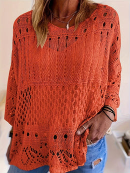 jkthpu-45 Plus Size, Oversized Knitwear Loose-Fitting 3/4 Sleeve Sun-Protective