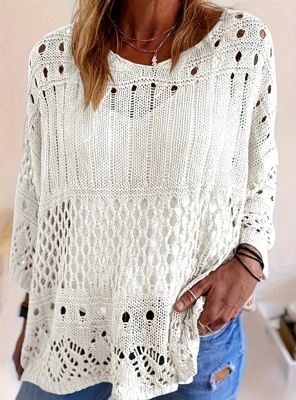jkthpu-45 Plus Size, Oversized Knitwear Loose-Fitting 3/4 Sleeve Sun-Protective