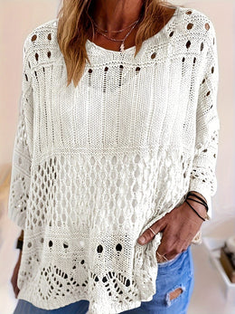 jkthpu-45 Plus Size, Oversized Knitwear Loose-Fitting 3/4 Sleeve Sun-Protective