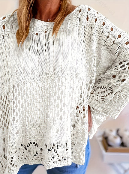 jkthpu-45 Plus Size, Oversized Knitwear Loose-Fitting 3/4 Sleeve Sun-Protective