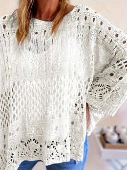 jkthpu-45 Plus Size, Oversized Knitwear Loose-Fitting 3/4 Sleeve Sun-Protective