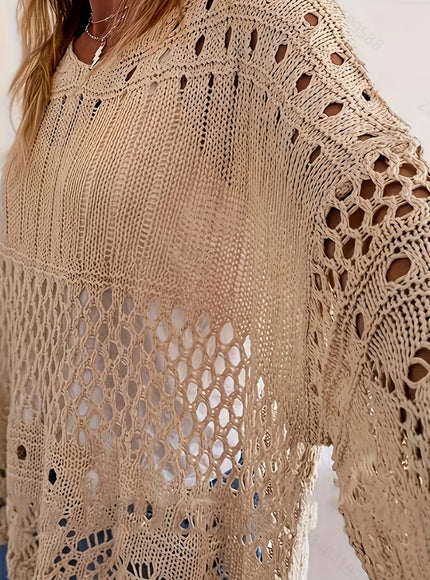 jkthpu-45 Plus Size, Oversized Knitwear Loose-Fitting 3/4 Sleeve Sun-Protective