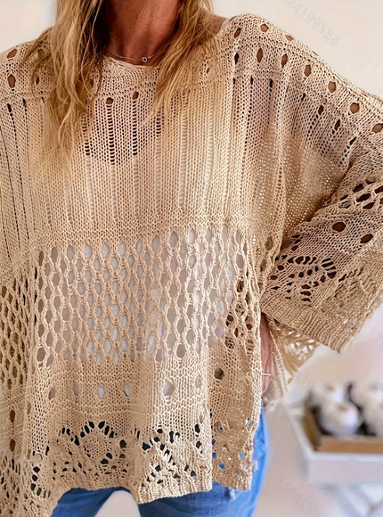 jkthpu-45 Plus Size, Oversized Knitwear Loose-Fitting 3/4 Sleeve Sun-Protective