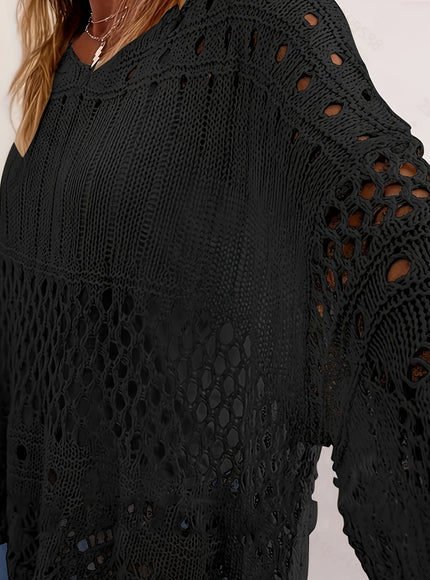 jkthpu-45 Plus Size, Oversized Knitwear Loose-Fitting 3/4 Sleeve Sun-Protective