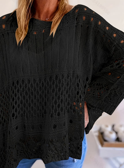 jkthpu-45 Plus Size, Oversized Knitwear Loose-Fitting 3/4 Sleeve Sun-Protective