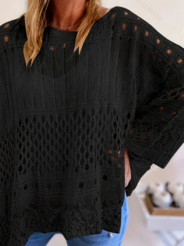 jkthpu-45 Plus Size, Oversized Knitwear Loose-Fitting 3/4 Sleeve Sun-Protective