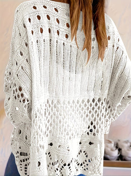 jkthpu-45 Plus Size, Oversized Knitwear Loose-Fitting 3/4 Sleeve Sun-Protective