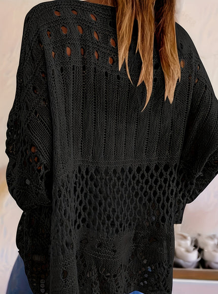 jkthpu-45 Plus Size, Oversized Knitwear Loose-Fitting 3/4 Sleeve Sun-Protective