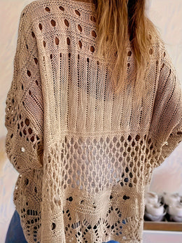 jkthpu-45 Plus Size, Oversized Knitwear Loose-Fitting 3/4 Sleeve Sun-Protective