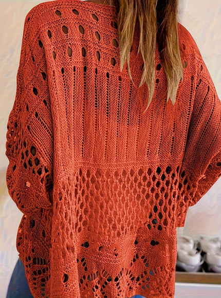 jkthpu-45 Plus Size, Oversized Knitwear Loose-Fitting 3/4 Sleeve Sun-Protective