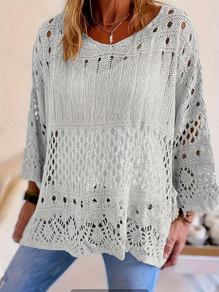Plus Size, Oversized Knitwear Loose-Fitting 3/4 Sleeve Sun-Protective