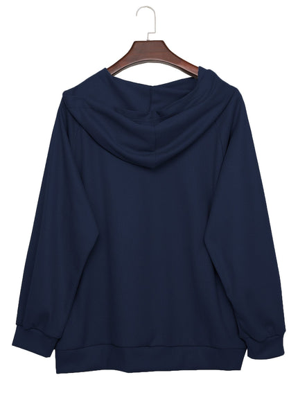 jkthpu-45 Plus Size Pile Lapel Button-Up Sweatshirt