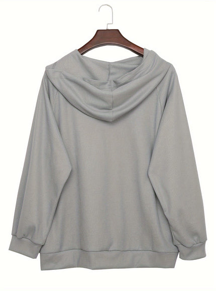 jkthpu-45 Plus Size Pile Lapel Button-Up Sweatshirt