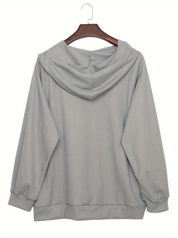 jkthpu-45 Plus Size Pile Lapel Button-Up Sweatshirt