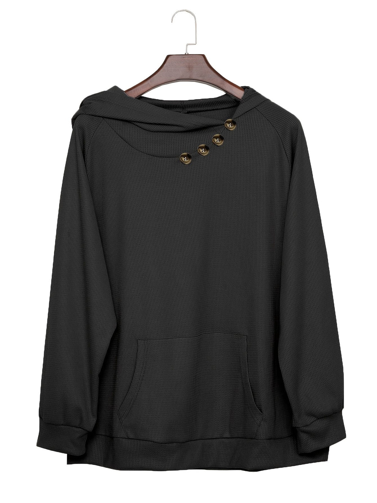 jkthpu-45 Plus Size Pile Lapel Button-Up Sweatshirt