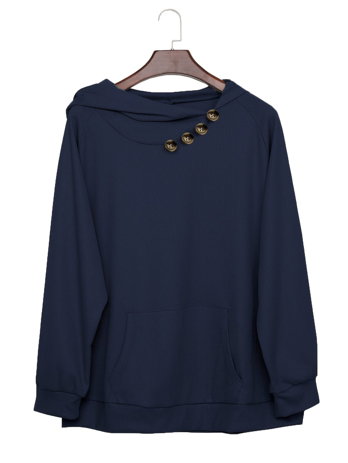 jkthpu-45 Plus Size Pile Lapel Button-Up Sweatshirt