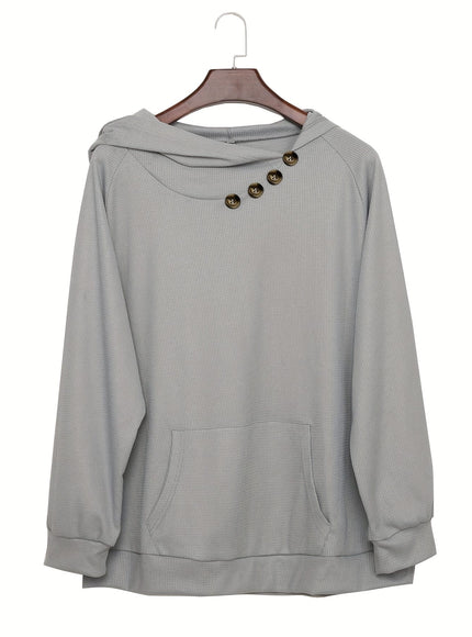 jkthpu-45 Plus Size Pile Lapel Button-Up Sweatshirt