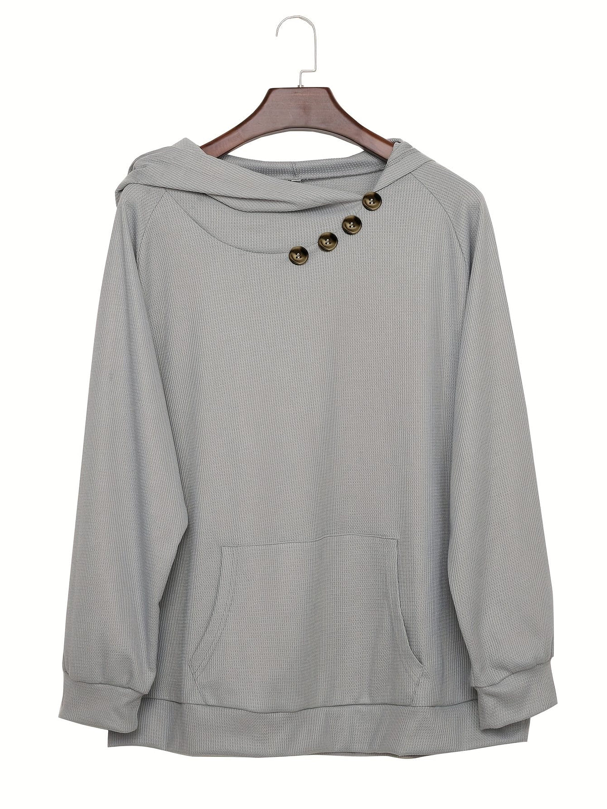 jkthpu-45 Plus Size Pile Lapel Button-Up Sweatshirt