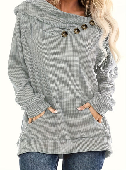 jkthpu-45 Plus Size Pile Lapel Button-Up Sweatshirt
