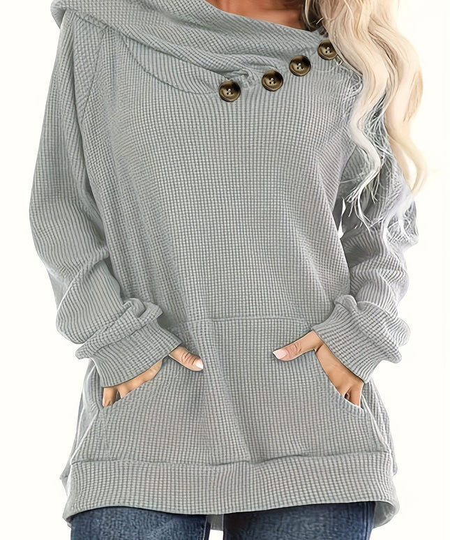 jkthpu-45 Plus Size Pile Lapel Button-Up Sweatshirt