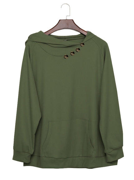 jkthpu-45 Plus Size Pile Lapel Button-Up Sweatshirt