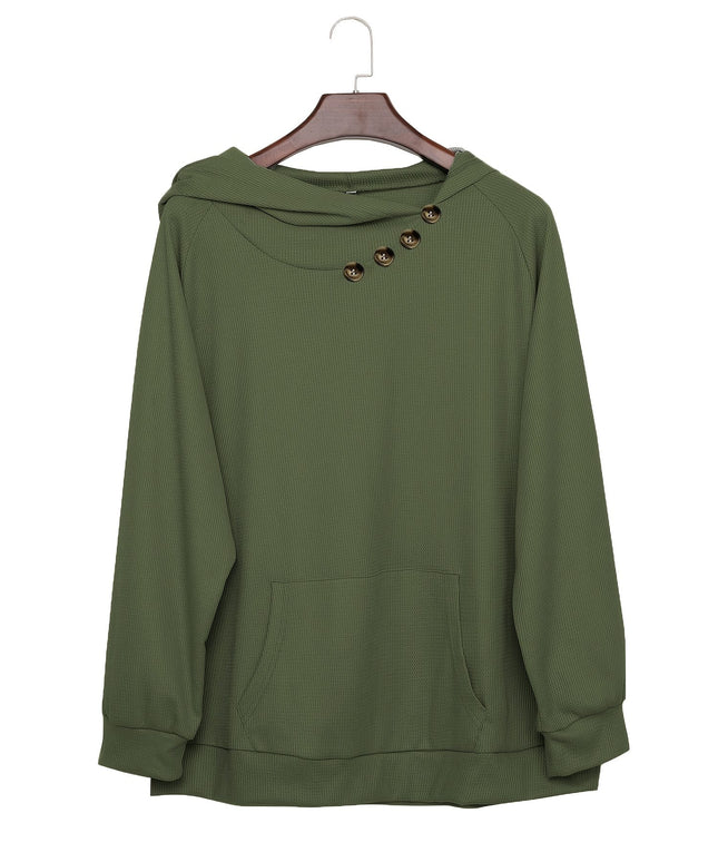 jkthpu-45 Plus Size Pile Lapel Button-Up Sweatshirt