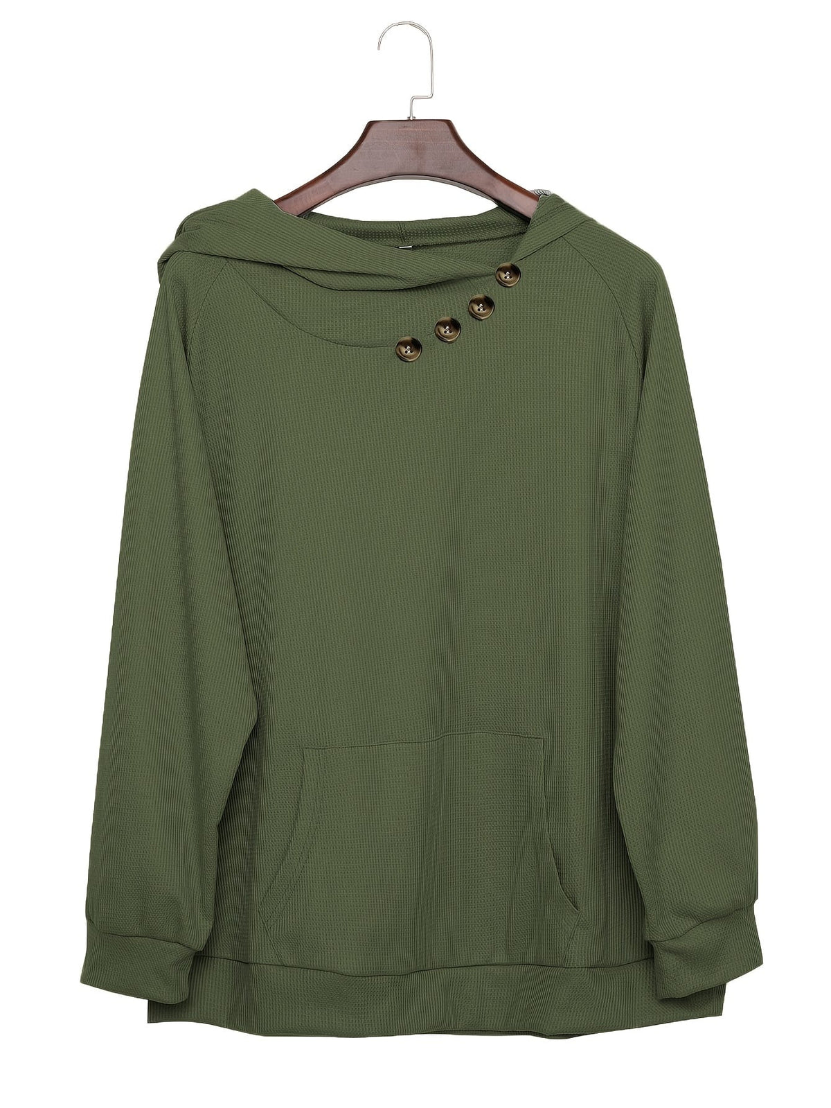 jkthpu-45 Plus Size Pile Lapel Button-Up Sweatshirt