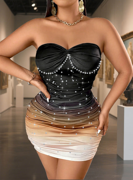 jkthpu-45 Plus Size, Plus Size Bodycon Ombre Sequin Cami Dress
