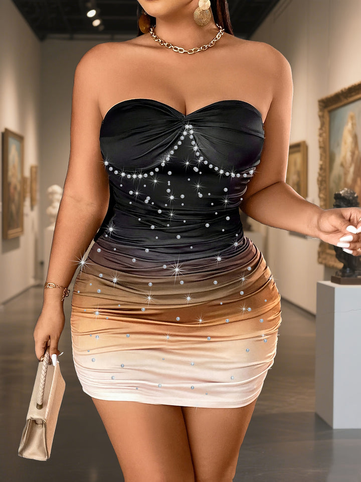 Plus Size, Plus Size Bodycon Ombre Sequin Cami Dress