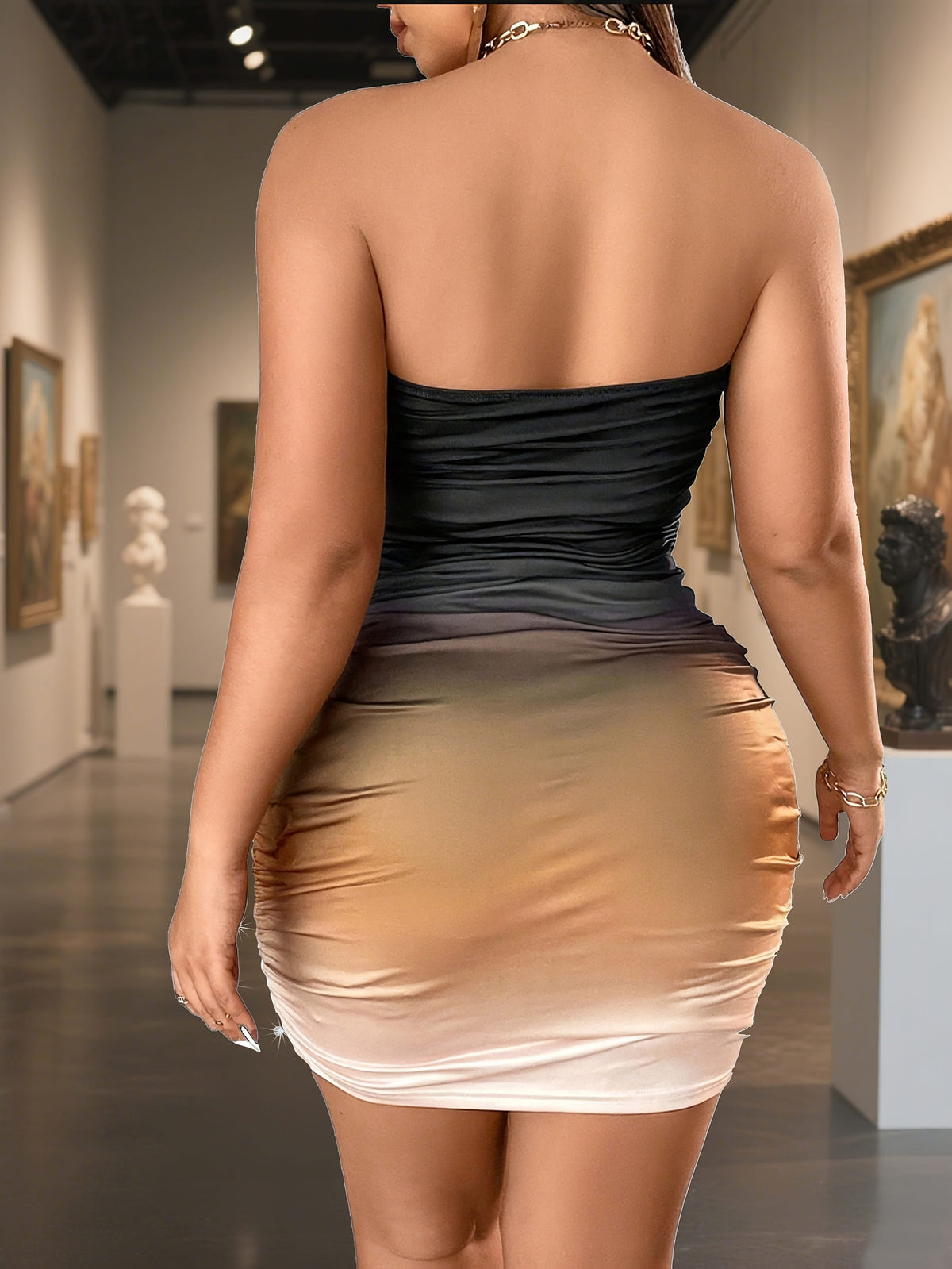 jkthpu-45 Plus Size, Plus Size Bodycon Ombre Sequin Cami Dress