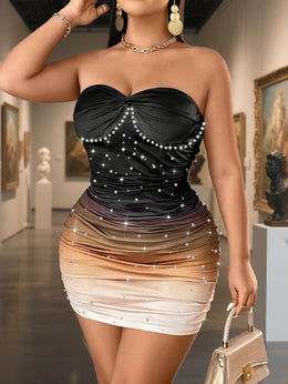 jkthpu-45 Plus Size, Plus Size Bodycon Ombre Sequin Cami Dress