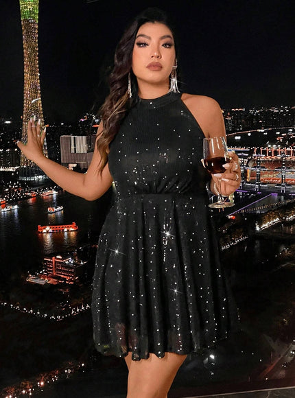 jkthpu-45 Plus Size - Plus Size - Plus Size, Women'S Elegant Black Formal & party dress - Flattering Plus Size Fit, Non-Stretchy Fabric for Evening Events, Parties, Everyday - Year-Round Chic Outfit, Special Occasion, Fitted Silhouette, Structured Fit, Stylish Appa