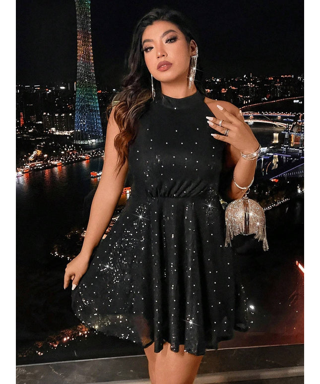 jkthpu-45 Plus Size - Plus Size - Plus Size, Women'S Elegant Black Formal & party dress - Flattering Plus Size Fit, Non-Stretchy Fabric for Evening Events, Parties, Everyday - Year-Round Chic Outfit, Special Occasion, Fitted Silhouette, Structured Fit, Stylish Appa