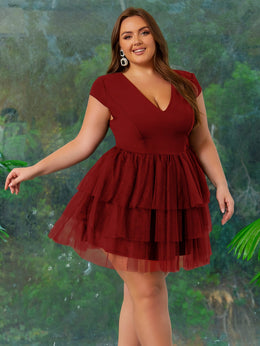 jkthpu-45 Plus Size, Plus Size Women's Cake Dress Graduation Dress Cocktail Party Dress Prom Dress