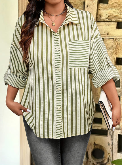 jkthpu-45 Plus Size - Plus Size Women'S Casual Striped